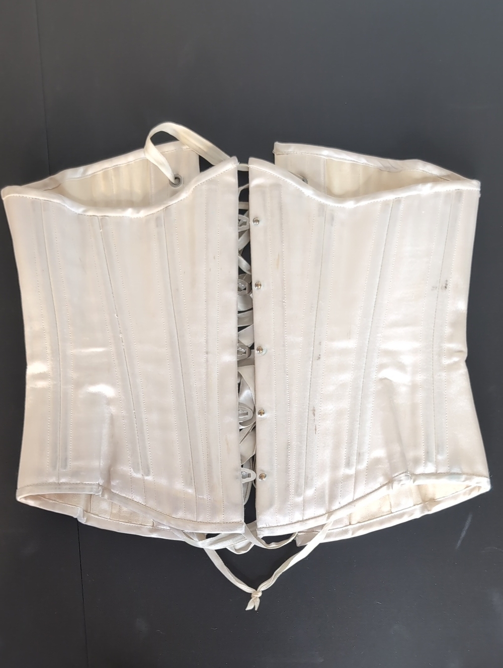 Ivory Satin Corset Top - Lace-Up Front